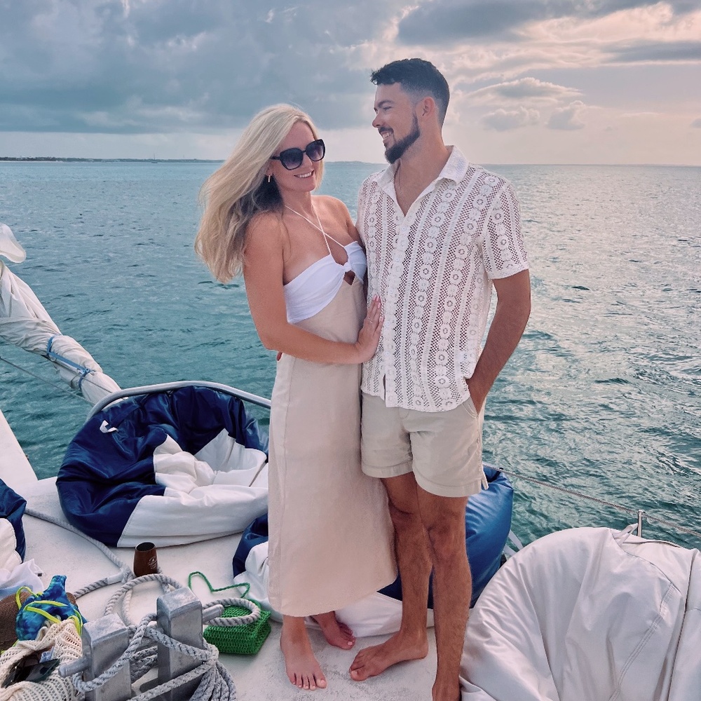 White & tan maxi dress!